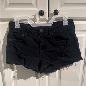 American Eagle Outfitters Black Distressed Jean Shorts